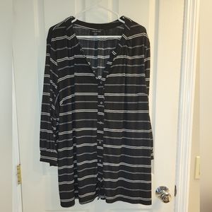 Lane Bryant Black with white stripes button down button down top size 26/28